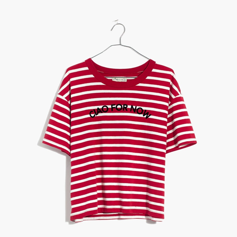 Ciao For Now Madewell Striped Red White Tee T-Shirt